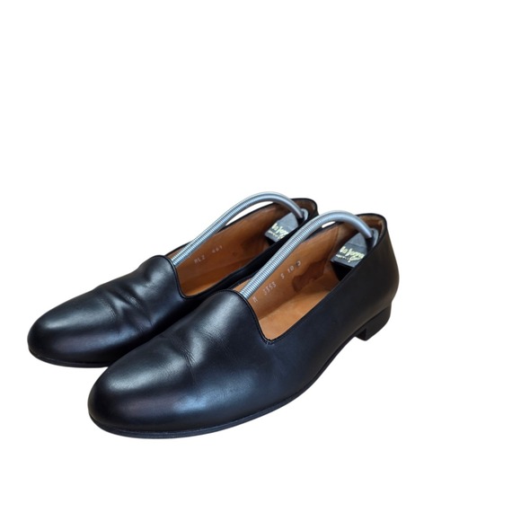 Polo Ralph Lauren Opera Slippers Tuxedo Loafers Black Leather Made Italy Mens 10 main image 16